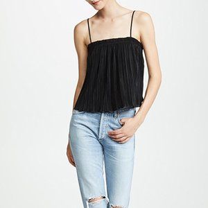 BLACK FLOWY PLEATED CRIMPED TANK TOP CAMI MADEWELL